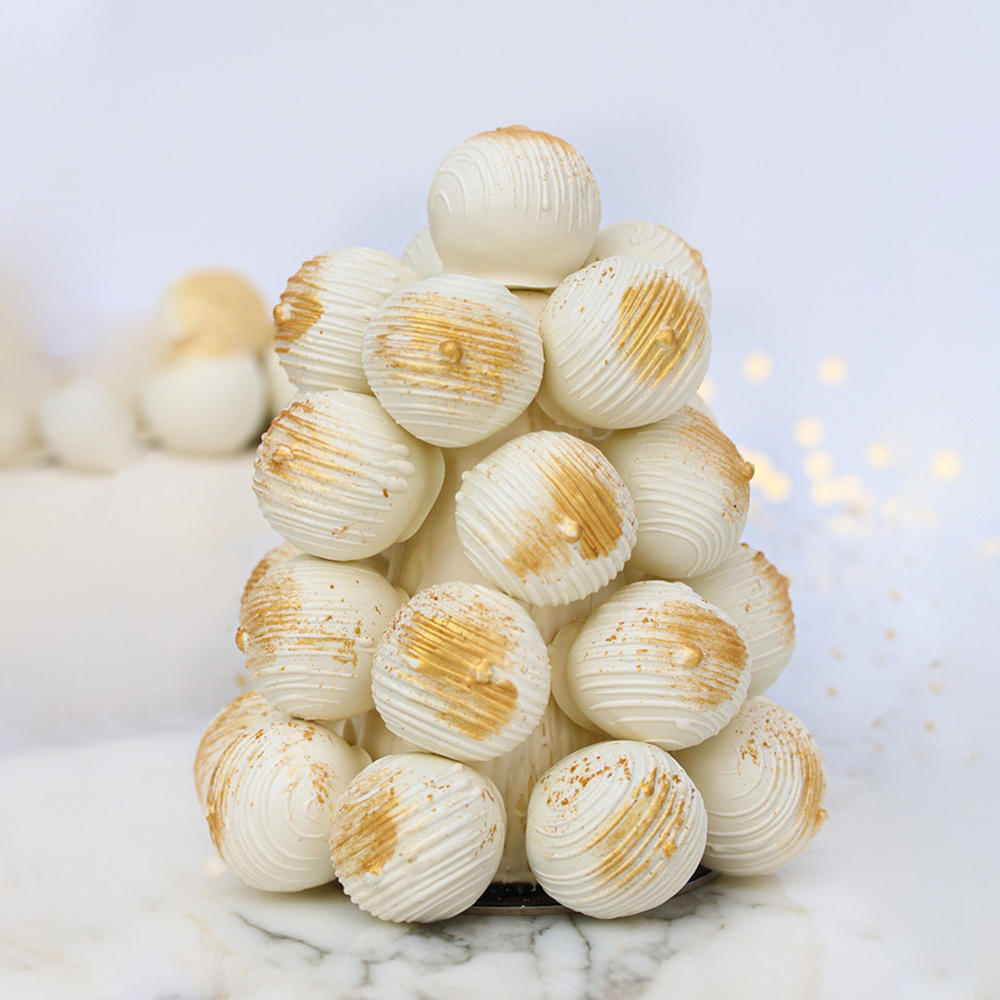 Truffle Tower Mini White and Gold1